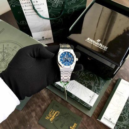 Audemars Piguet Royal Oak 41 Perpetual Calendar Ultra-Thin Silver Blue Dial Automatic Mens Watch