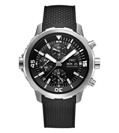 IWC Aquatimer Chronograph Day Date firstcopy Black Dial Black Belt Men’s Watch