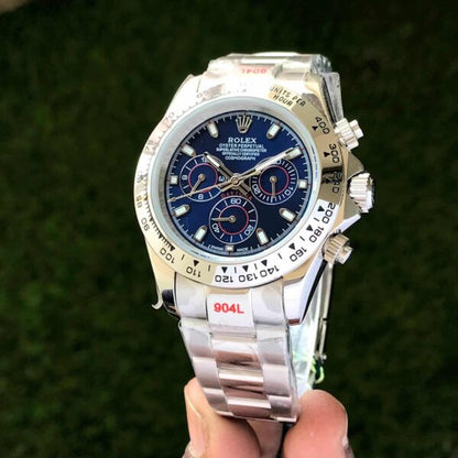 Rolex Cosmograph Daytona Silver Blue Dial Oyster Chain Japanese Automatic Mens Watch firstcopy