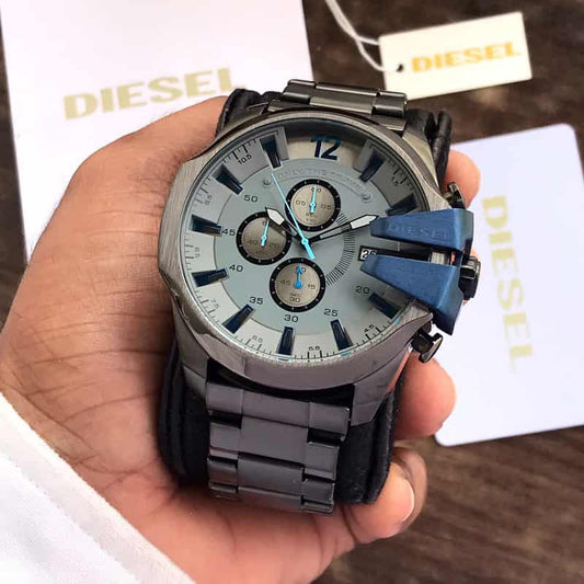 Diesel Mega Chief firstcopy Black & Blue Chronograph Men’s Watch