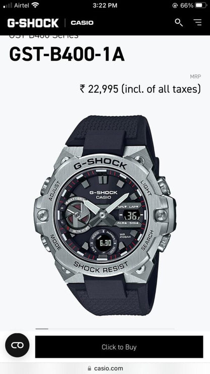 Casio G-Shock firstcopy Gravitymaster GR-B100-1A4ER Silver Black Dial Men’s Watch