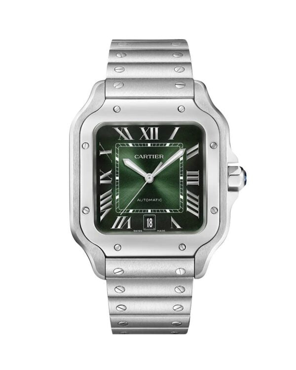 Cartier De Santos firstcopy Silver Green Dial Swiss ETA Movement Men’s Watch