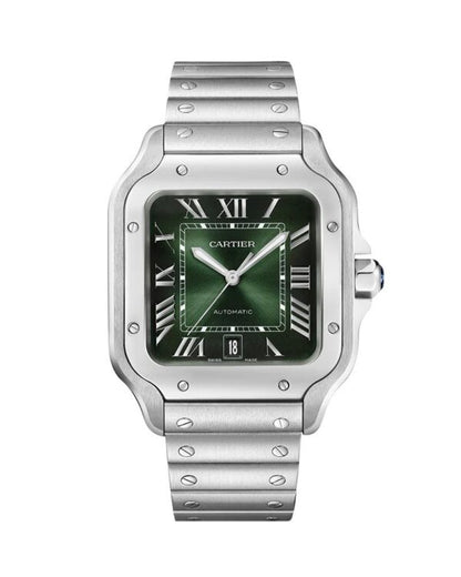 Cartier De Santos firstcopy Silver Green Dial Swiss ETA Movement Men’s Watch