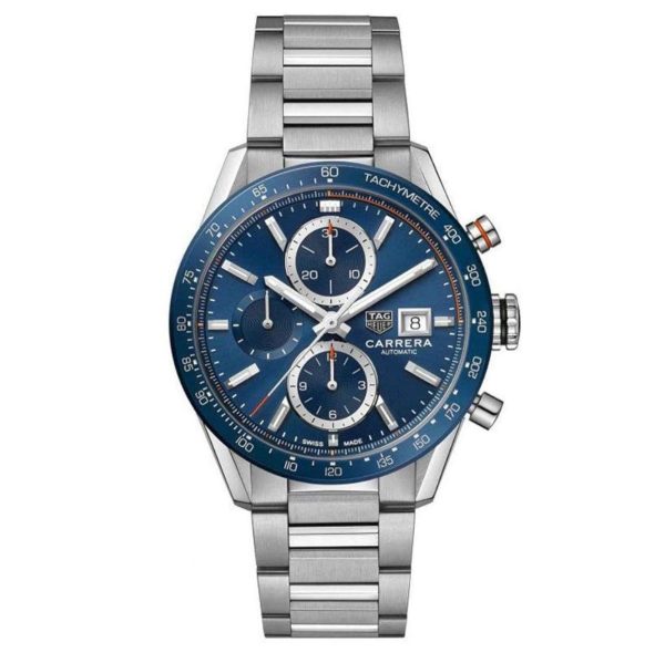 Tag Heuer Calibre 16 Silver Blue Dial Japanese Quartz Chronograph Mens Watch firstcopy