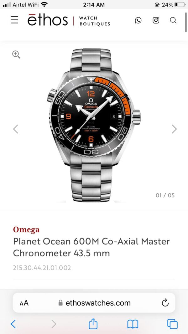 Omega Planet Ocean firstcopy 600M Stainless Steel Co-Axial Automatic Men’s Watch