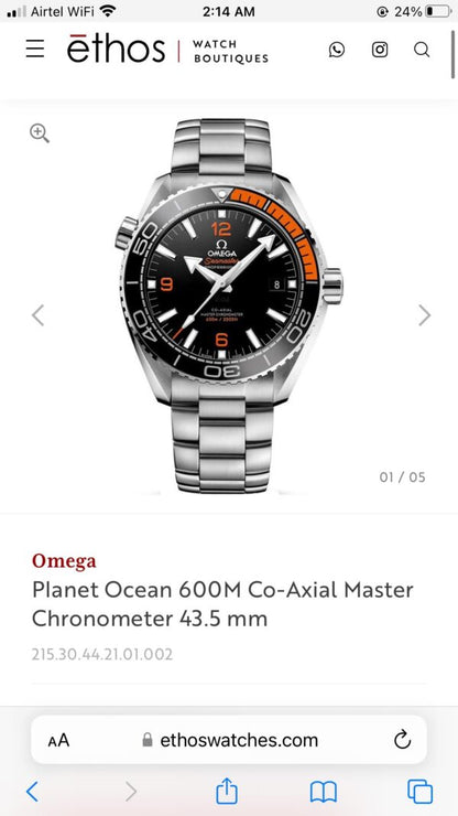 Omega Planet Ocean firstcopy 600M Stainless Steel Co-Axial Automatic Men’s Watch