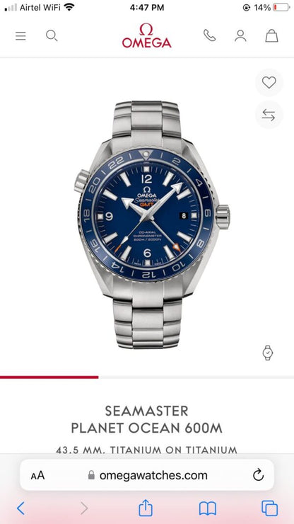 Omega Planet Ocean firstcopy GMT Silver Blue Dial Japanese Automatic Men’s Watch