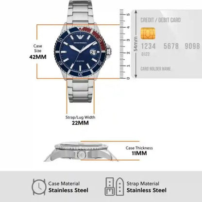 Emporio Armani AR11590 Firstcopy Diver GMT Blue Dial Men's Watch