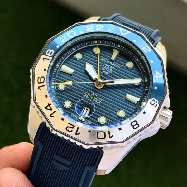 Tag Heuer Aquaracer Professional 300 GMT Blue Fiber Strap Automatic Mens Watch firstcopy