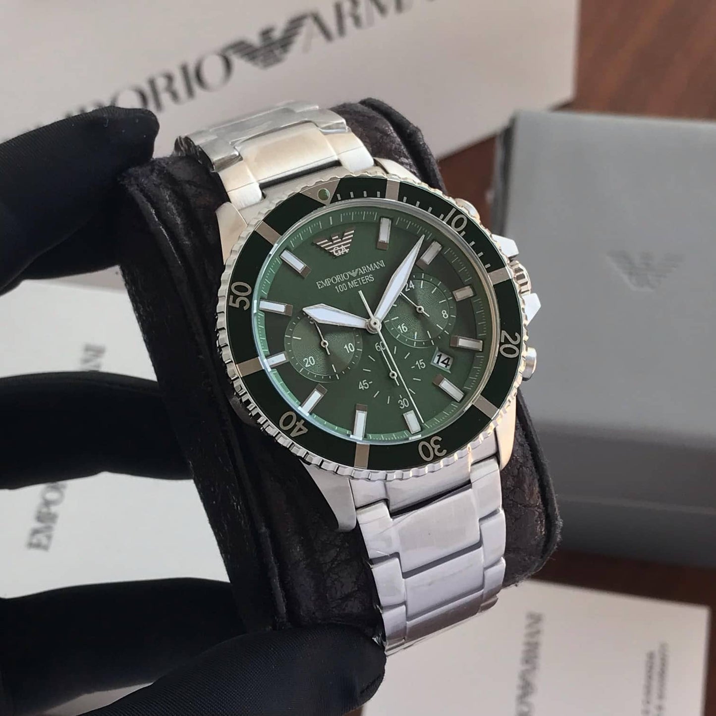 Emporio Armani AR11500 Firstcopy Green Dial Stainless Steel Chronograph Men's Watch
