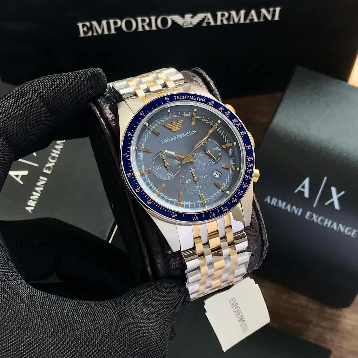 Emporio Armani AR6088 Firstcopy Two Tone Chronograph Men's Watch
