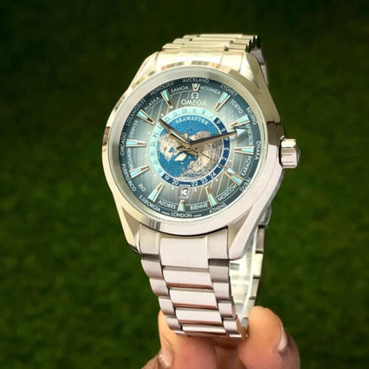 Omega Aqua Terra World Map Dial Automatic Watch – Premium First Copy for Men
