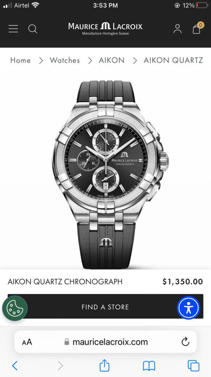 Maurice Lacroix Aikon firstcopy Full Black Quartz Chronograph Men’s Watch