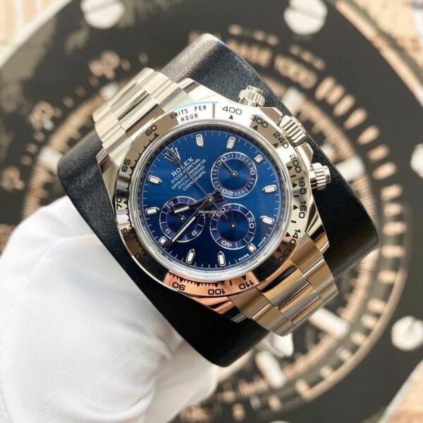 Rolex Cosmograph Daytona Silver Blue Dial Oyster Chain Japanese Automatic Mens Watch firstcopy