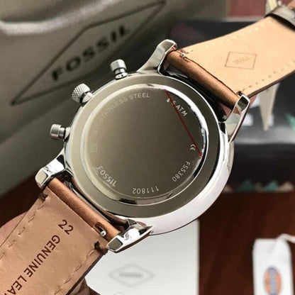 Fossil firstcopy FS5380 Silver Brown Belt Analogue Men’s Watch