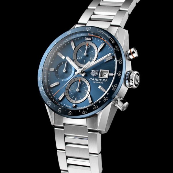 Tag Heuer Calibre 16 Silver Blue Dial Japanese Quartz Chronograph Mens Watch firstcopy