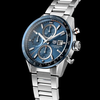 Tag Heuer Calibre 16 Silver Blue Dial Japanese Quartz Chronograph Mens Watch firstcopy