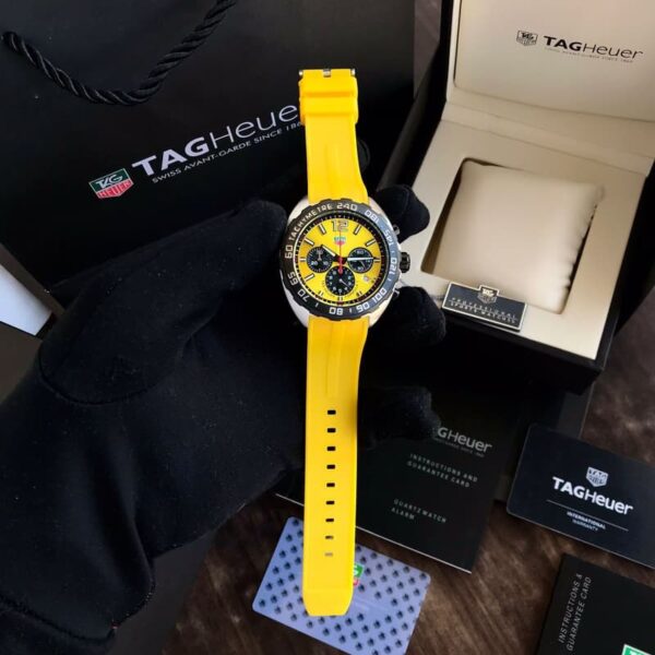 Tag Heuer Formula 1 Yellow Stainless Steel Japanese Quartz Chronograph Mens Watch firstcopy