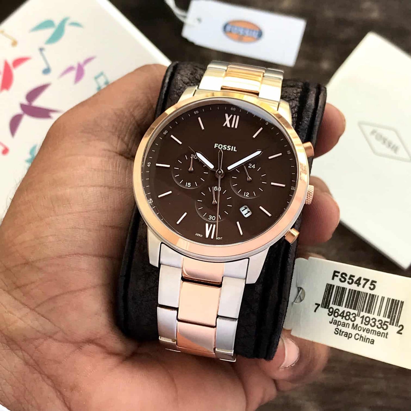 Fossil firstcopy FS5475 Two Tone Brown Dial Chronograph Men’s Watch