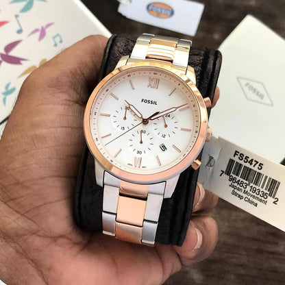 Fossil firstcopy FS5475 Two Tone White Dial Chronograph Men’s Watch