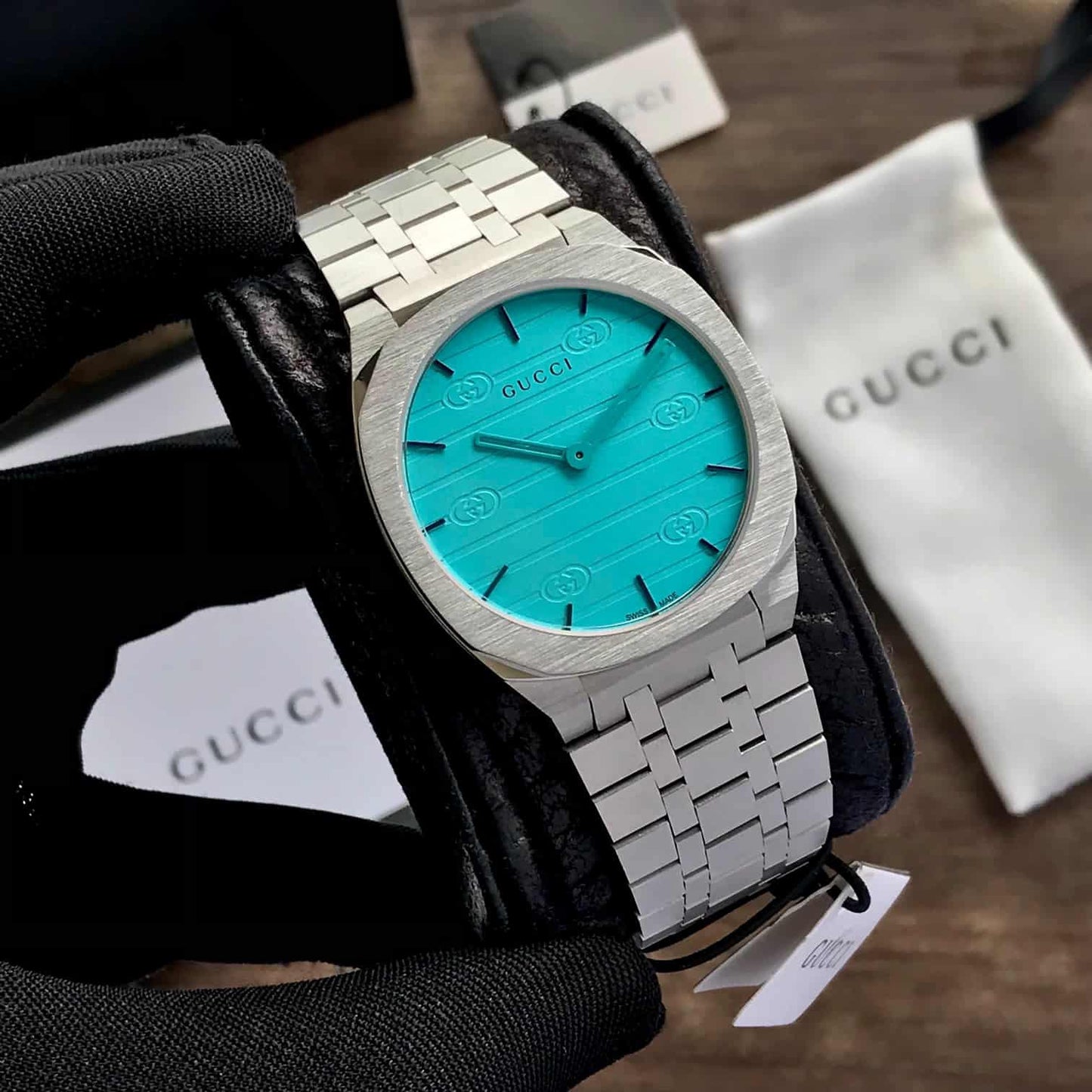Gucci 25H firstcopy 38mm Stainless Steel Quartz Ocean Blue Dial Men’s Watch