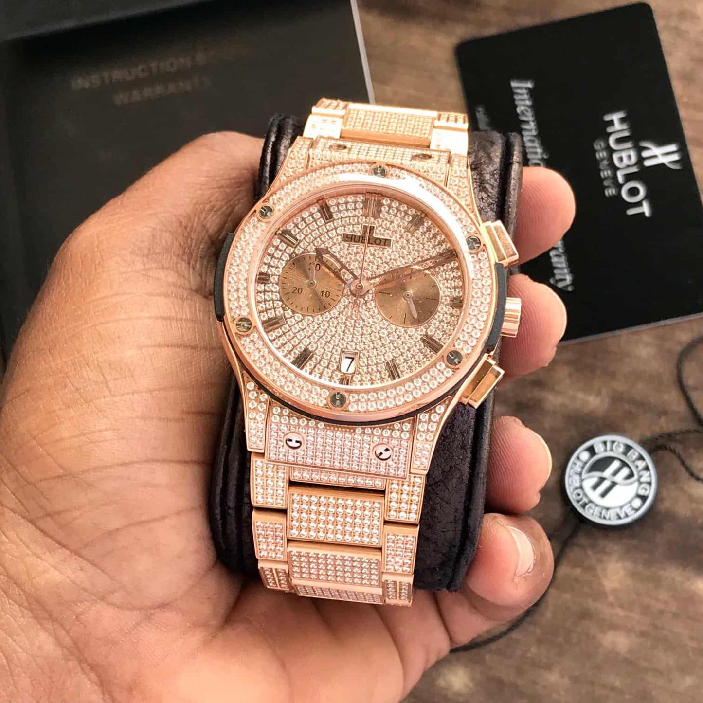 Hublot Big Bang firstcopy Full Diamond Japanese Quality Rose Gold Men’s Watch