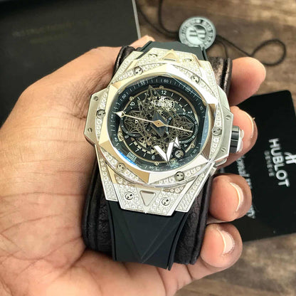 Hublot Big Bang King Sang Bleu firstcopy Silver Diamond Premium Men’s Watch