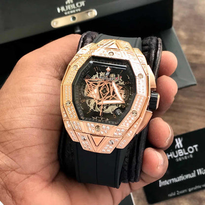 Hublot Big Bang Sang Bleu King Gold Pave firstcopy Diamond Bezel 42mm Men’s Watch