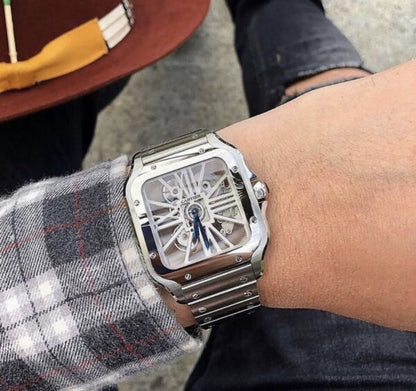Cartier Santos De firstcopy Skeleton Stainless Steel Automatic Men’s Watch