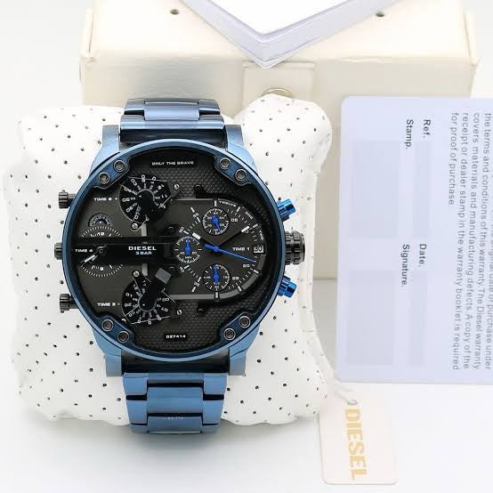 Diesel Big Daddy firstcopy DZ7414 Stainless Steel Blue Grey Dial Men’s Watch