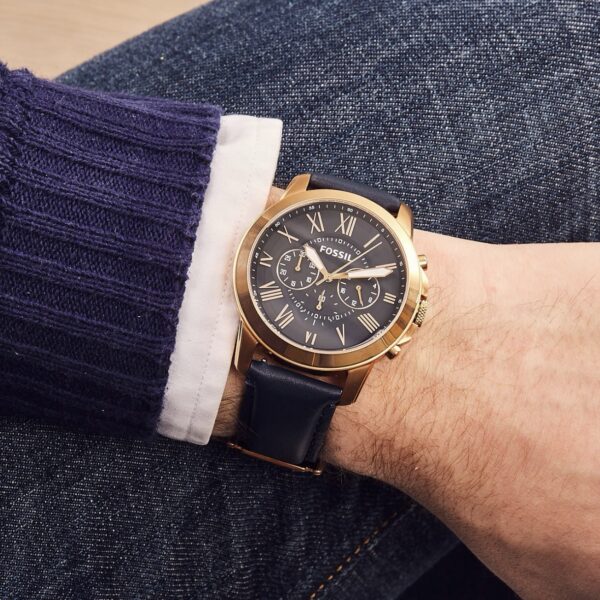 Fossil Grant firstcopy FS4835 Rosegold Blue Chronograph Men’s Watch