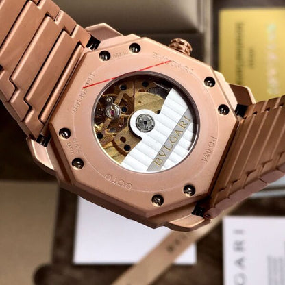 Bvlgari Octo Finissimo Firstcopy Rose Gold Black Dial Automatic Men's Watch