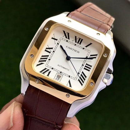 Cartier Santos De firstcopy Automatic Brown Leather Strap Men’s Automatic Watch