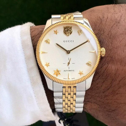 Gucci G-Timeless firstcopy White Dial Star Bee Lions Head Automatic Men’s Watch