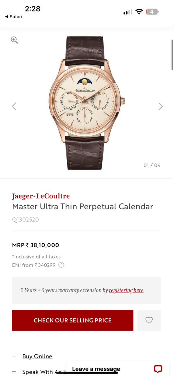Jaeger-LeCoultre Master Ultra Thin Perpetual Calendar firstcopy Swiss ETA Automatic Men’s Watch
