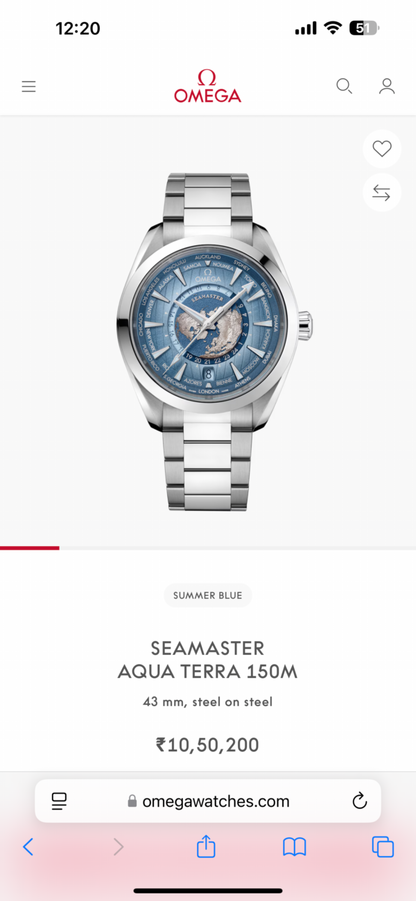 Omega Aqua Terra firstcopy World Map Dial Automatic Men’s Watch