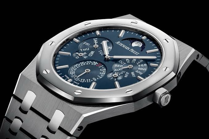 Audemars Piguet Royal Oak 41 Perpetual Calendar Ultra-Thin Silver Blue Dial Automatic Mens Watch