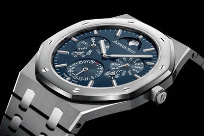 Audemars Piguet Royal Oak 41 Perpetual Calendar Ultra-Thin Silver Blue Dial Automatic Mens Watch