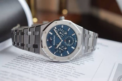 Audemars Piguet Royal Oak 41 Perpetual Calendar Ultra-Thin Silver Blue Dial Automatic Mens Watch