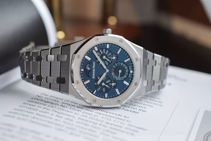 Audemars Piguet Royal Oak 41 Perpetual Calendar Ultra-Thin Silver Blue Dial Automatic Mens Watch