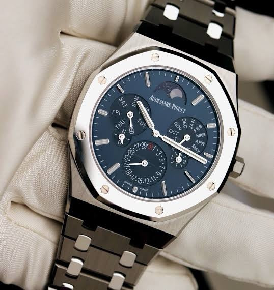 Audemars Piguet Royal Oak 41 Perpetual Calendar Ultra-Thin Silver Blue Dial Automatic Mens Watch