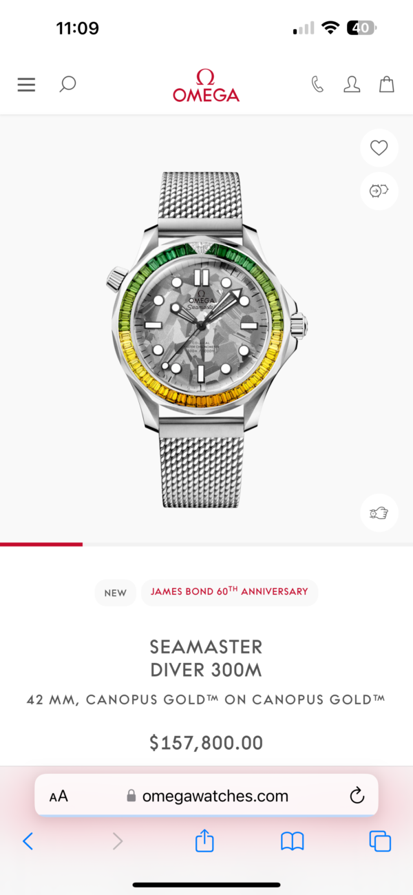 Omega Seamaster Diver 300m Jeams Bond 60th Anniversary Limited Edition Automatic Mens Watch