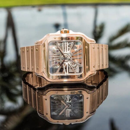 Cartier Santos De firstcopy Skeleton RoseGold Automatic Men’s Watch