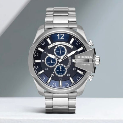 Diesel Mega Chief firstcopy DZ4417 Silver Blue Chronograph Men’s Watch