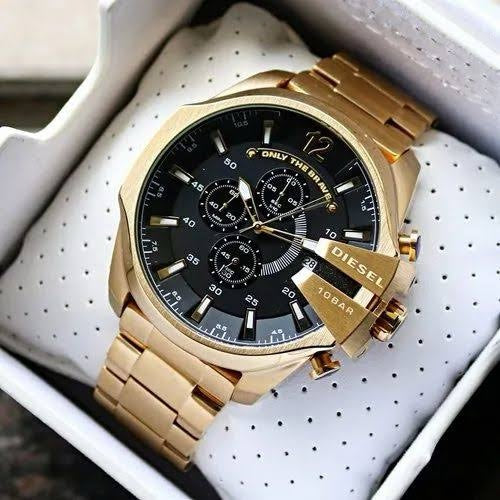 Diesel Mega Chief firstcopy Full Gold & Black Dial Chronograph Men’s Watch