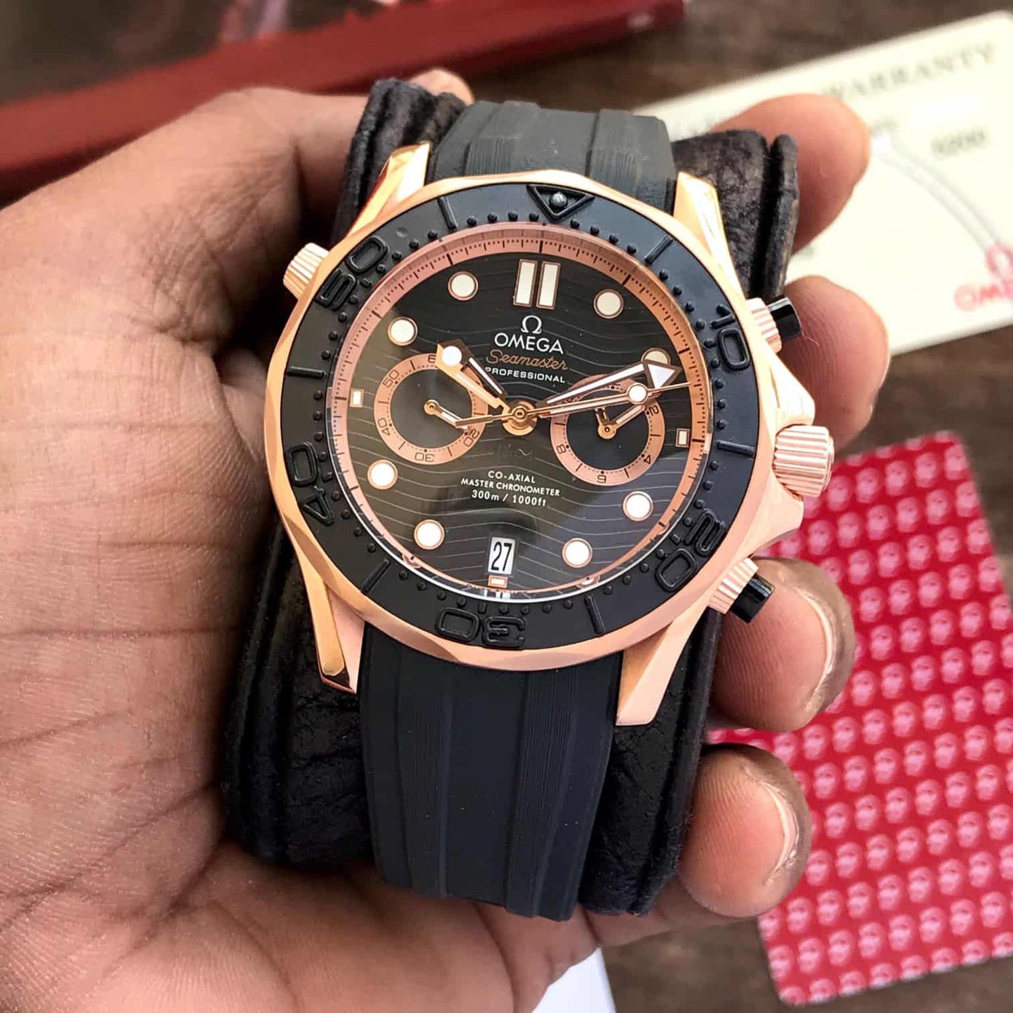 Omega Seamaster firstcopy 300M Co-Axial Chronograph Black Rubber Strap Men’s Watch