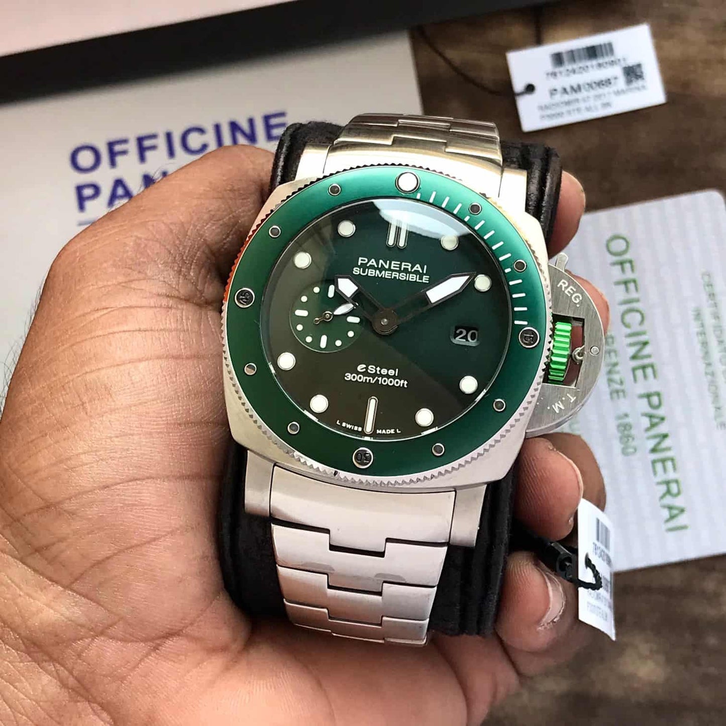 Panerai Luminor Submersible firstcopy Stainless eSteel Green Dial Automatic Men’s Watch