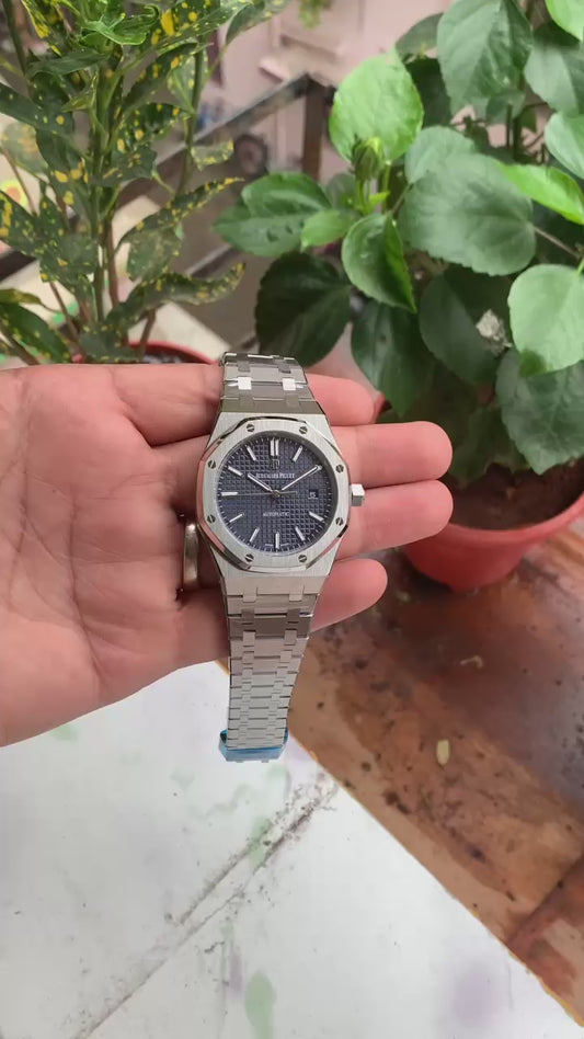 Audemars Piguet Royal Oak Blue Dial Semi Swiss Firstcopy Watch – Men's Luxury Replica