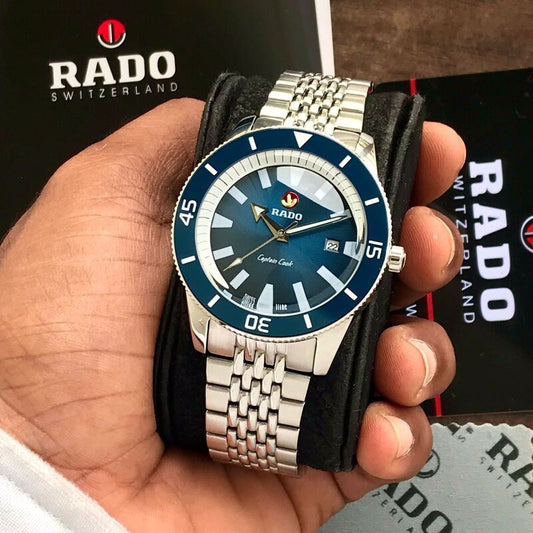 Rado Captain Cook firstcopy Stainless Steel Silver Blue Dial Automatic Men’s Watch