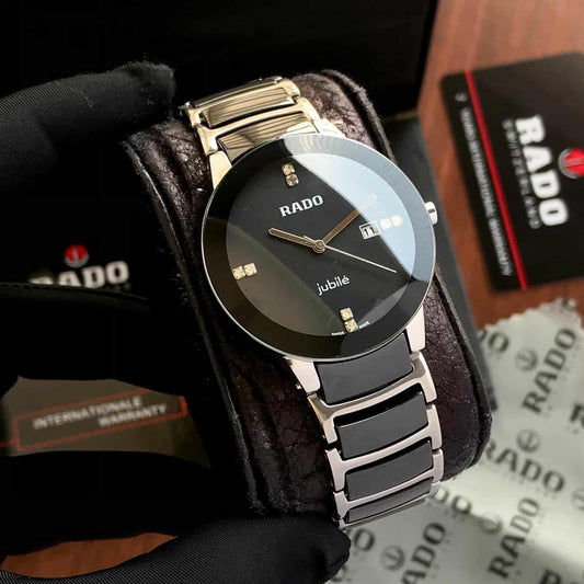 Rado Centrix firstcopy Silver Black Ceramic Japanese Quartz Men’s Watch